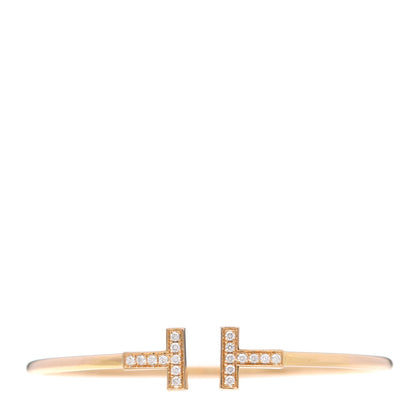 Tiffany 18K Yellow Gold Diamond T Wire Bracelet 1 of 5