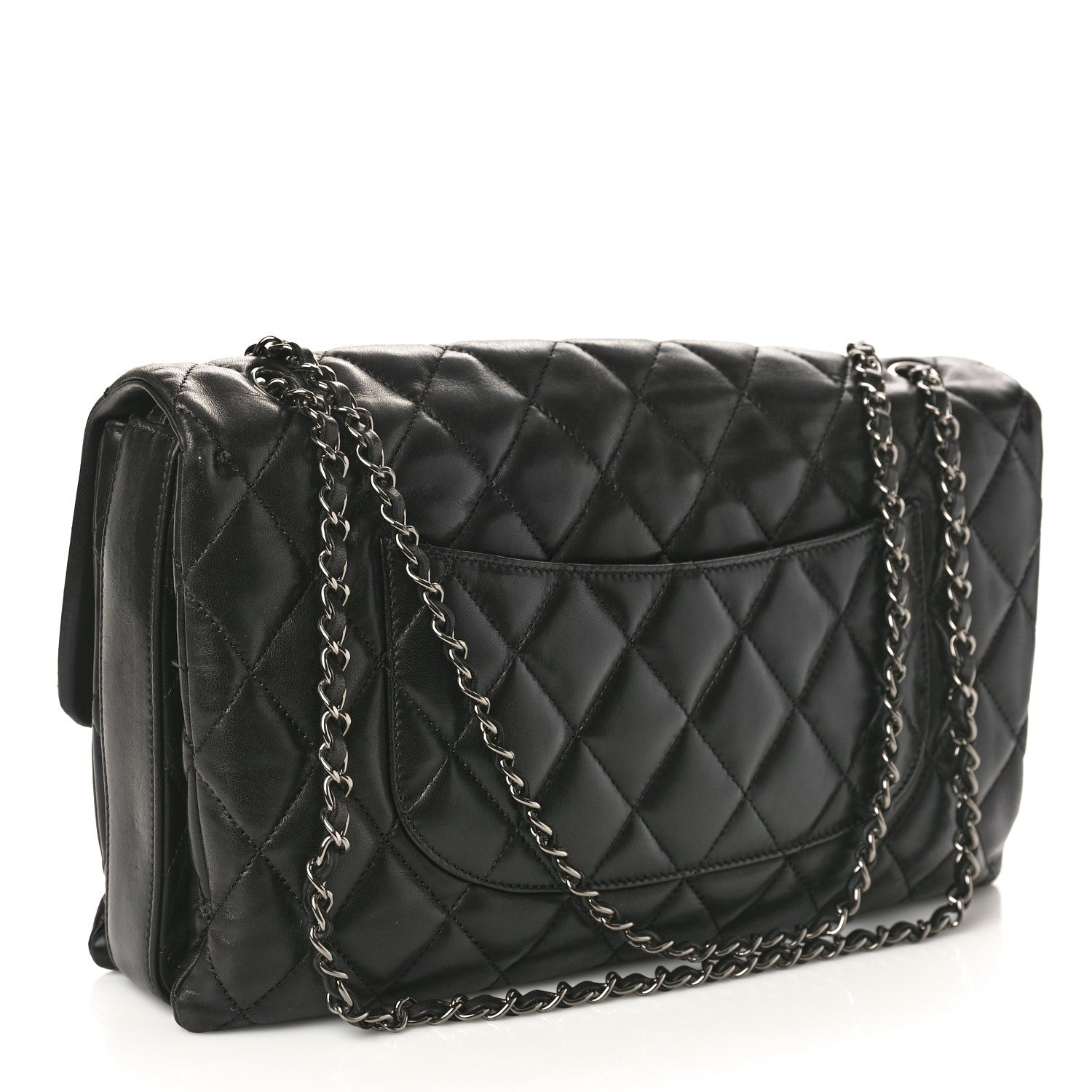 Chanel Lambskin Quilted Maxi 3 Flap Black 2 of 12