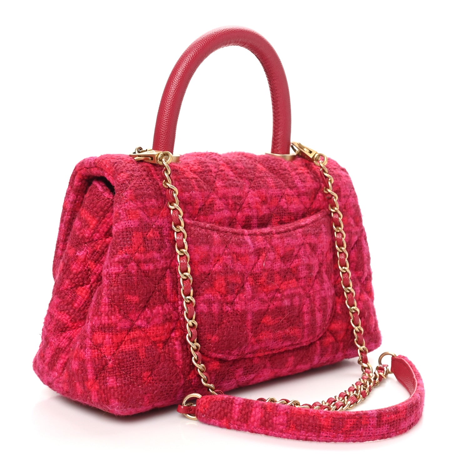 Chanel Tweed Mini Coco Handle Flap Fuchsia 3 of 10