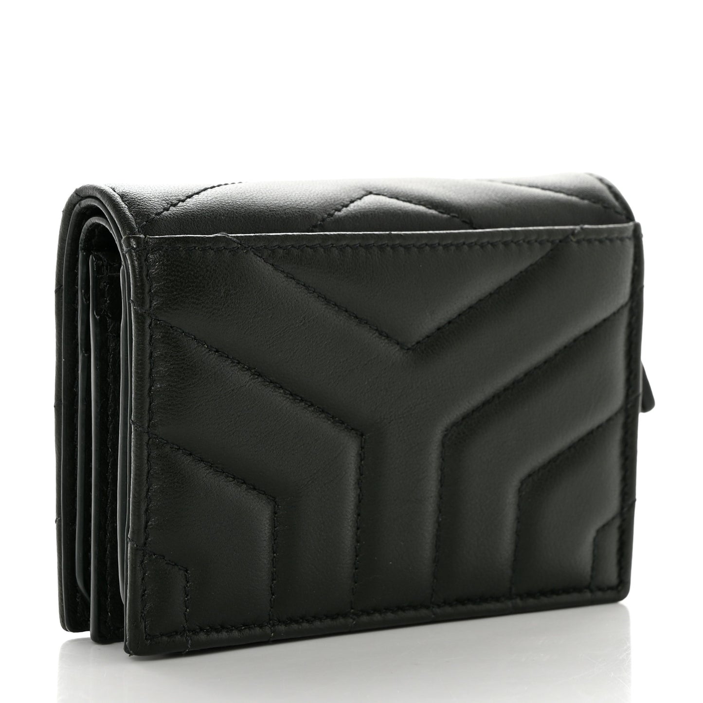 Lambskin Y Quilted Monogram Loulou Flap Wallet Olive