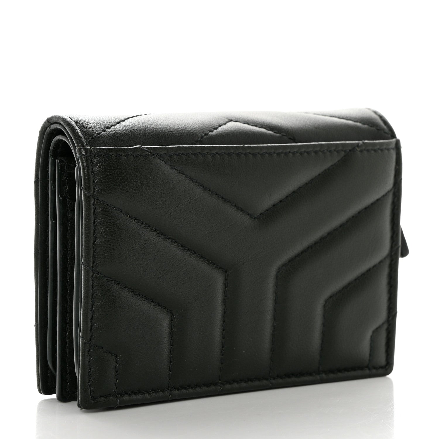 Saint Laurent Lambskin Y Quilted Monogram Loulou Flap Wallet Olive 3 of 8