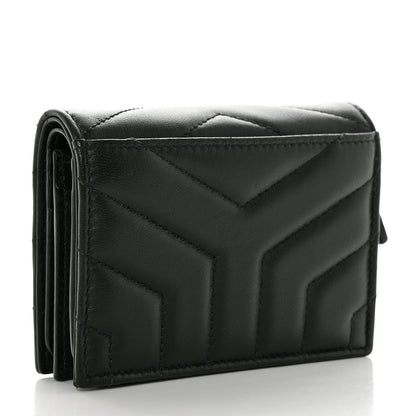 Saint Laurent Lambskin Y Quilted Monogram Loulou Flap Wallet Olive 3 of 8