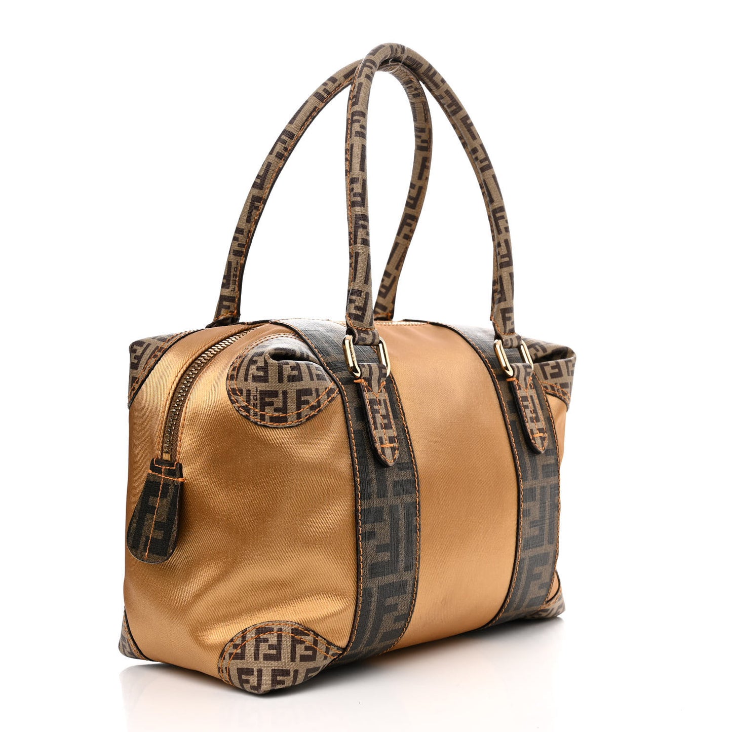 Zucca Zucchino Mixed Media B Mix Tote Tobacco Gold