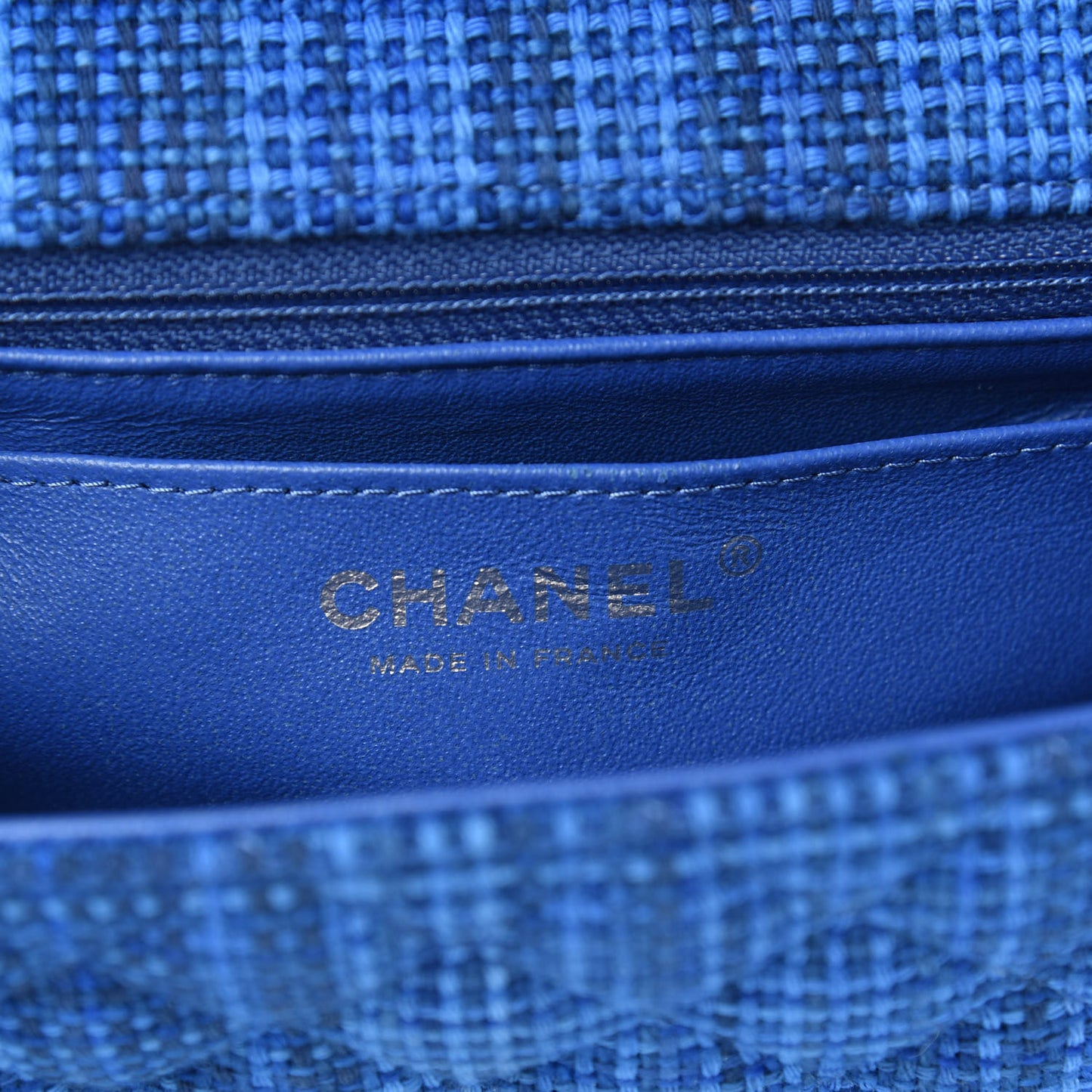 Tweed Quilted Mini Rectangular Flap Navy Blue