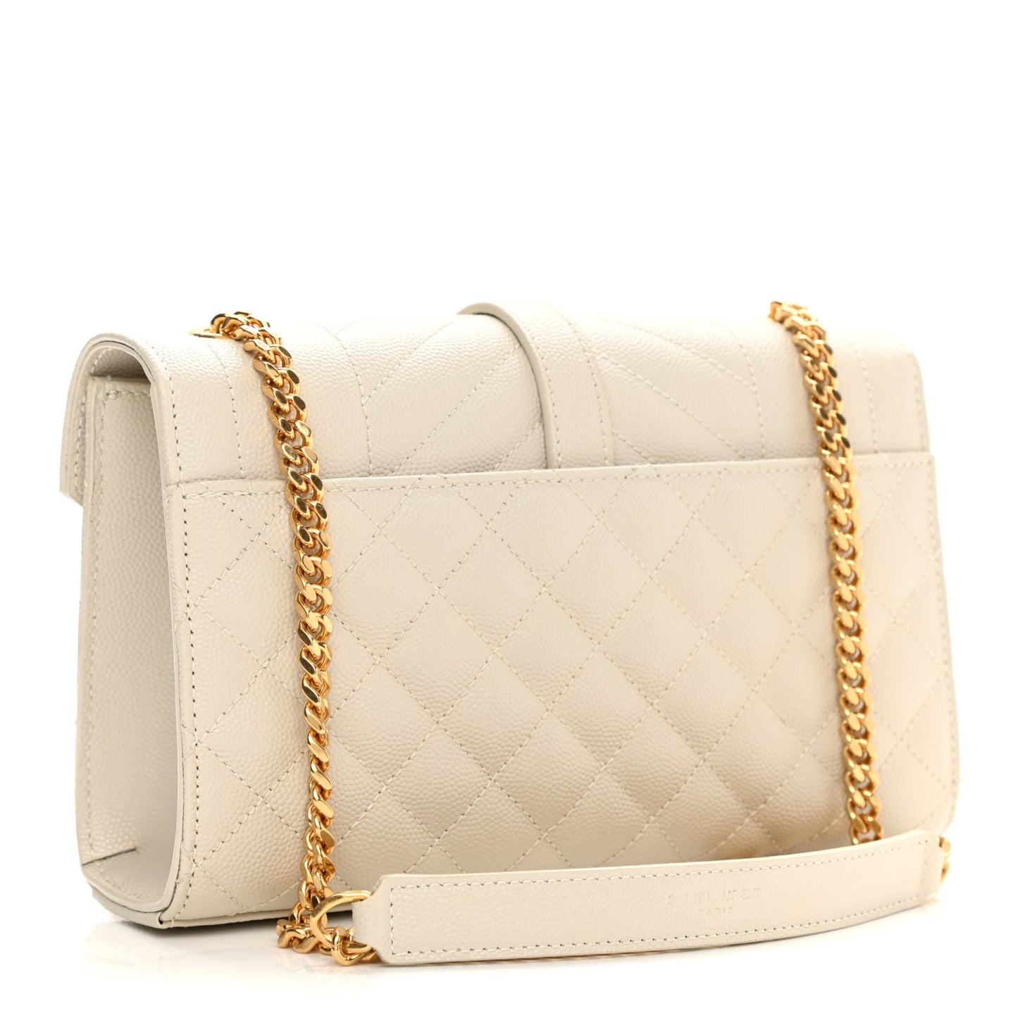 Grain De Poudre Textured Mixed Matelasse Triquilt Small Monogram Satchel Crema Soft