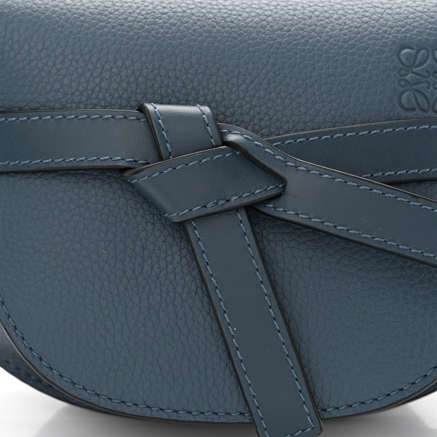 Grained Calfskin Mini Gate Crossbody Bag Steel Blue