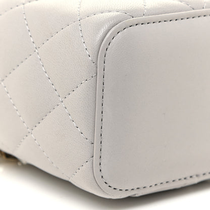 Chanel Lambskin Quilted Top Handle Mini Vanity Case With Chain Grey 9 of 12