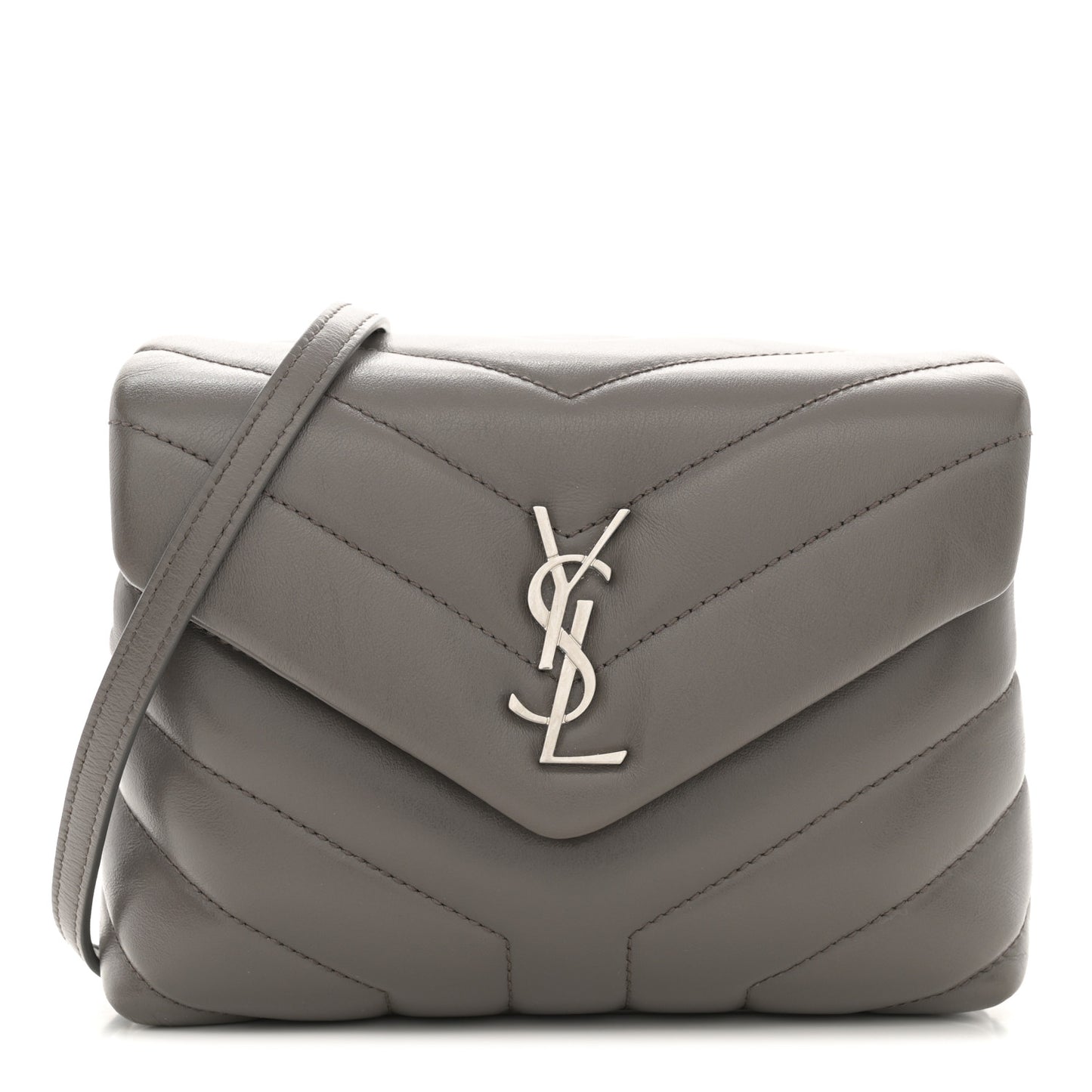 Calfskin Y Quilted Monogram Toy Loulou Crossbody Bag Grey Kaki