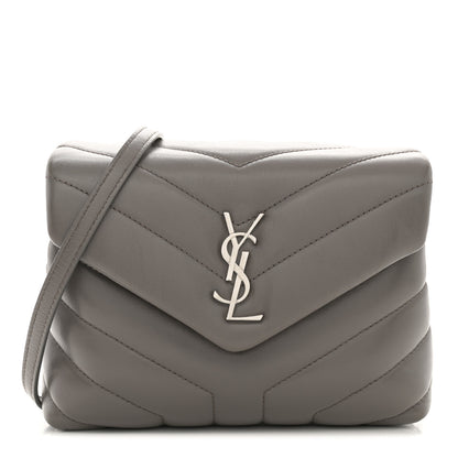 Saint Laurent Calfskin Y Quilted Monogram Toy Loulou Crossbody Bag Grey Kaki 1 of 12