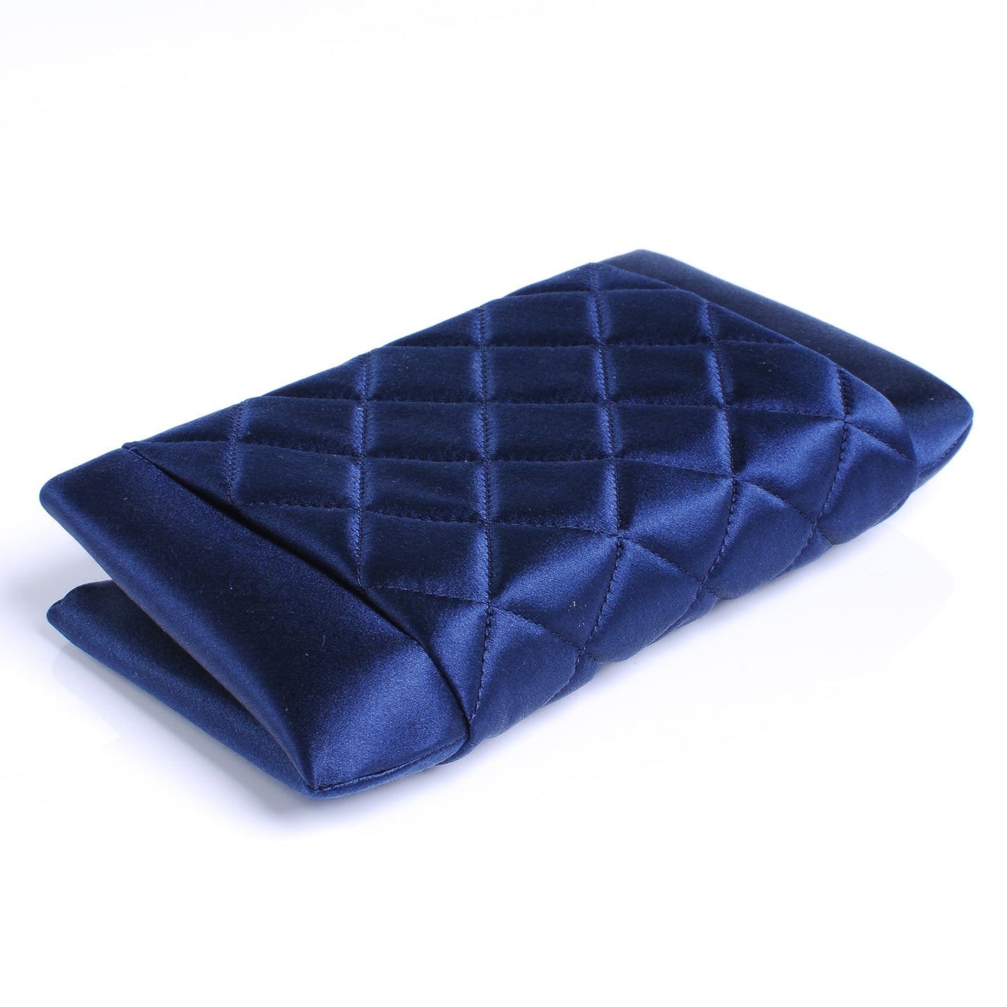 Satin Quilted Clutch Blue