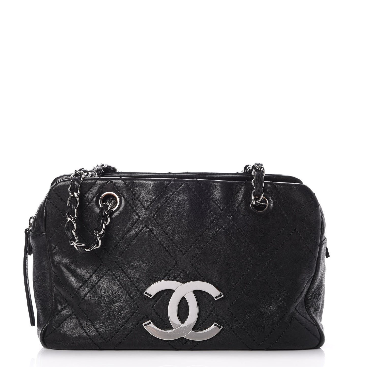 Calfskin Small Diamond Stitch Tote Black