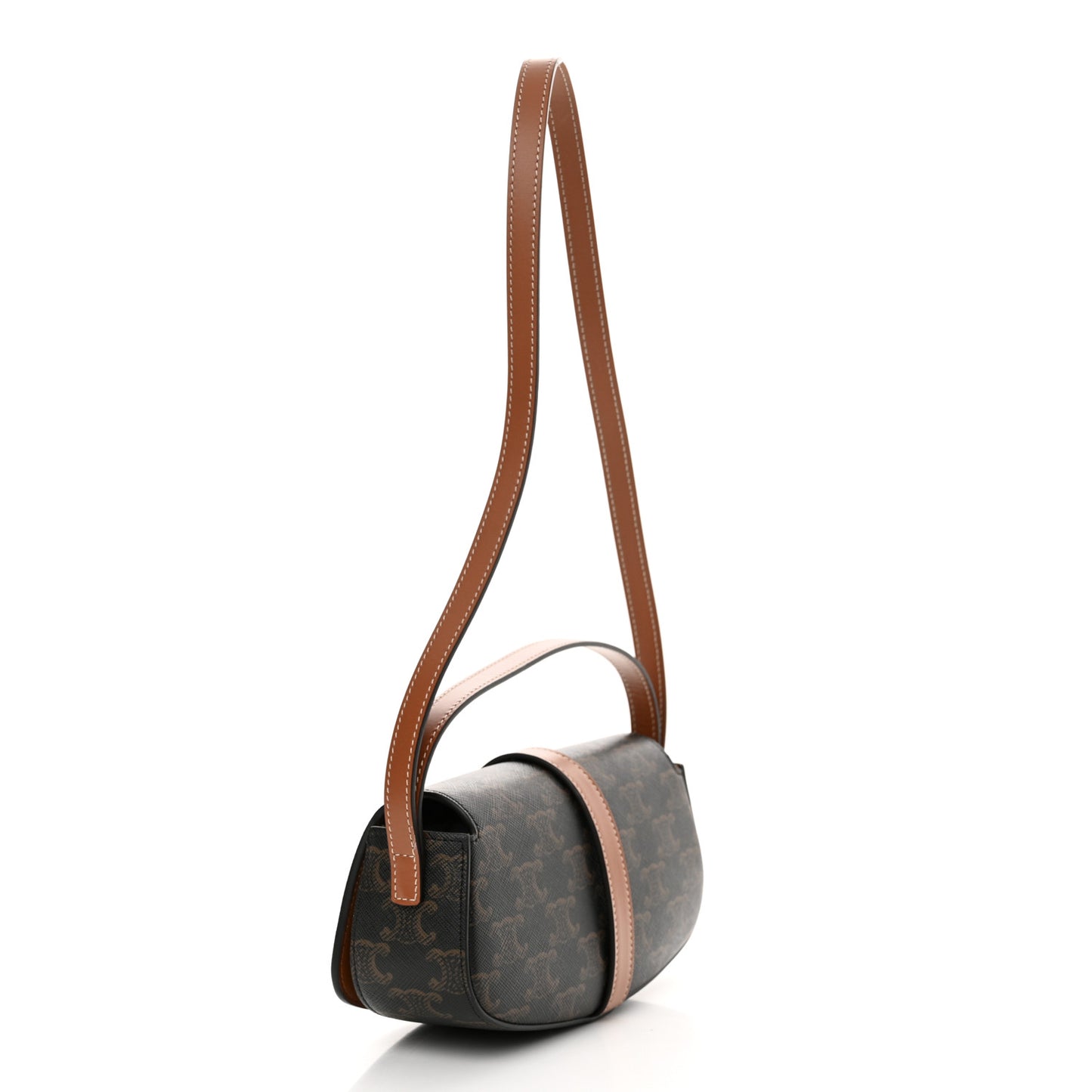 Triomphe Canvas Calfskin Tabou Clutch on Strap Tan
