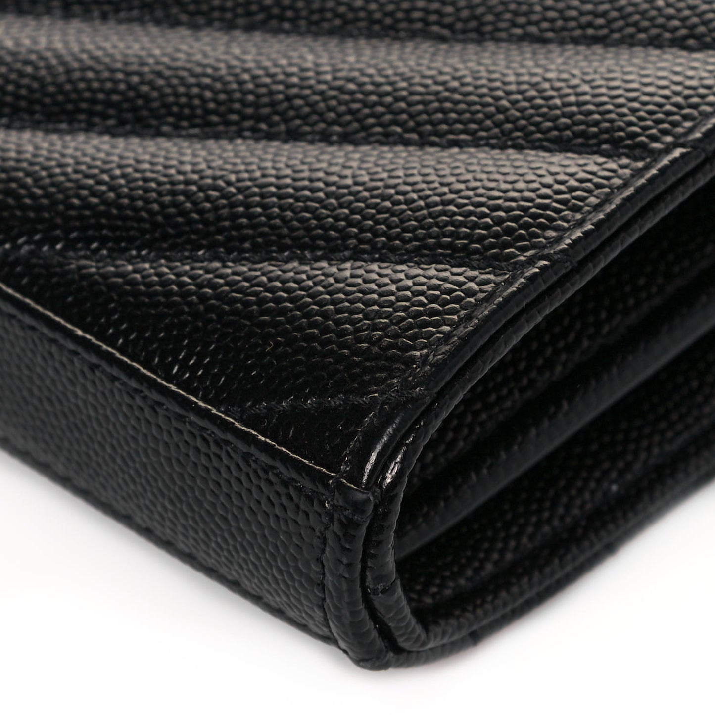 Grain De Poudre Matelasse Chevron Monogram Chain Wallet Black