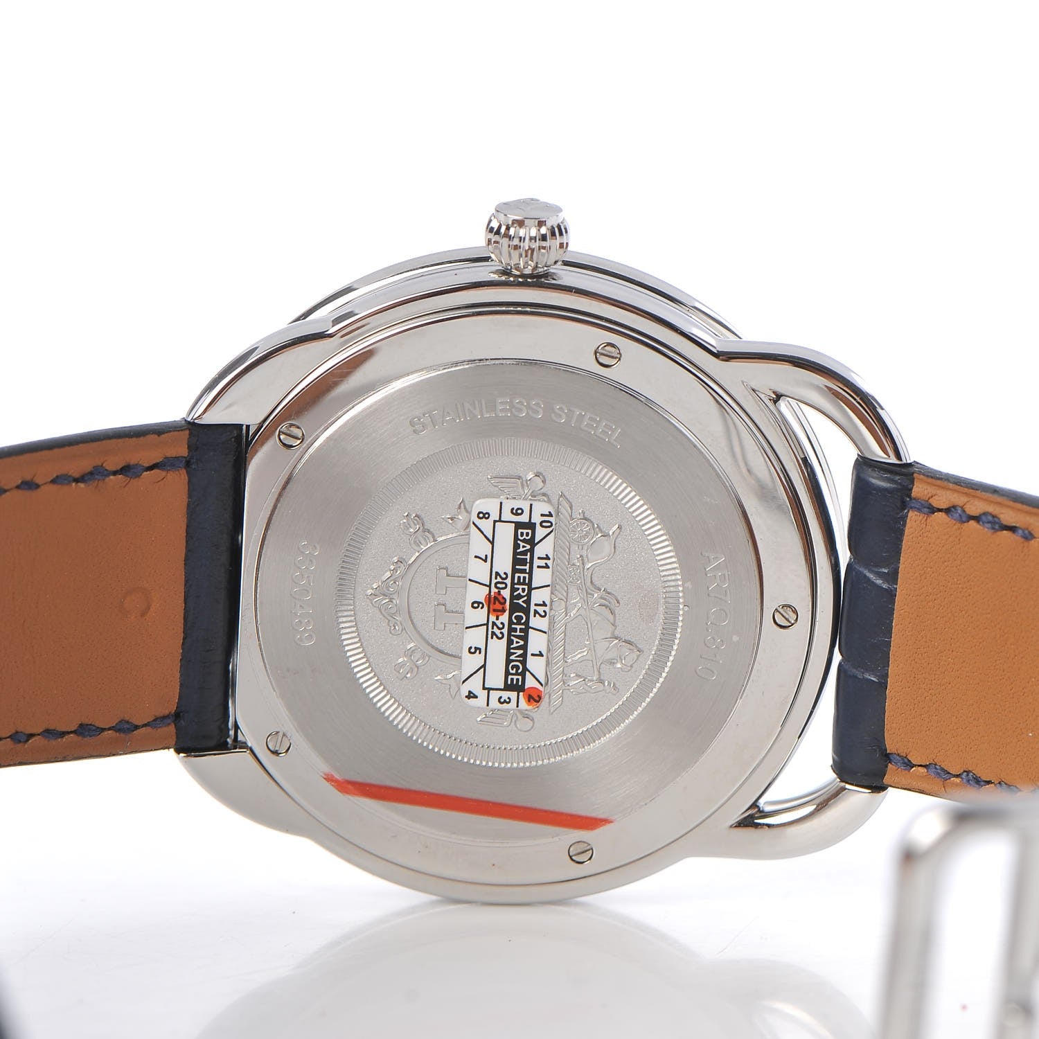 Hermes Stainless Steel Alligator 40mm Arceau Quartz Watch Bleu Abysse 3 of 9