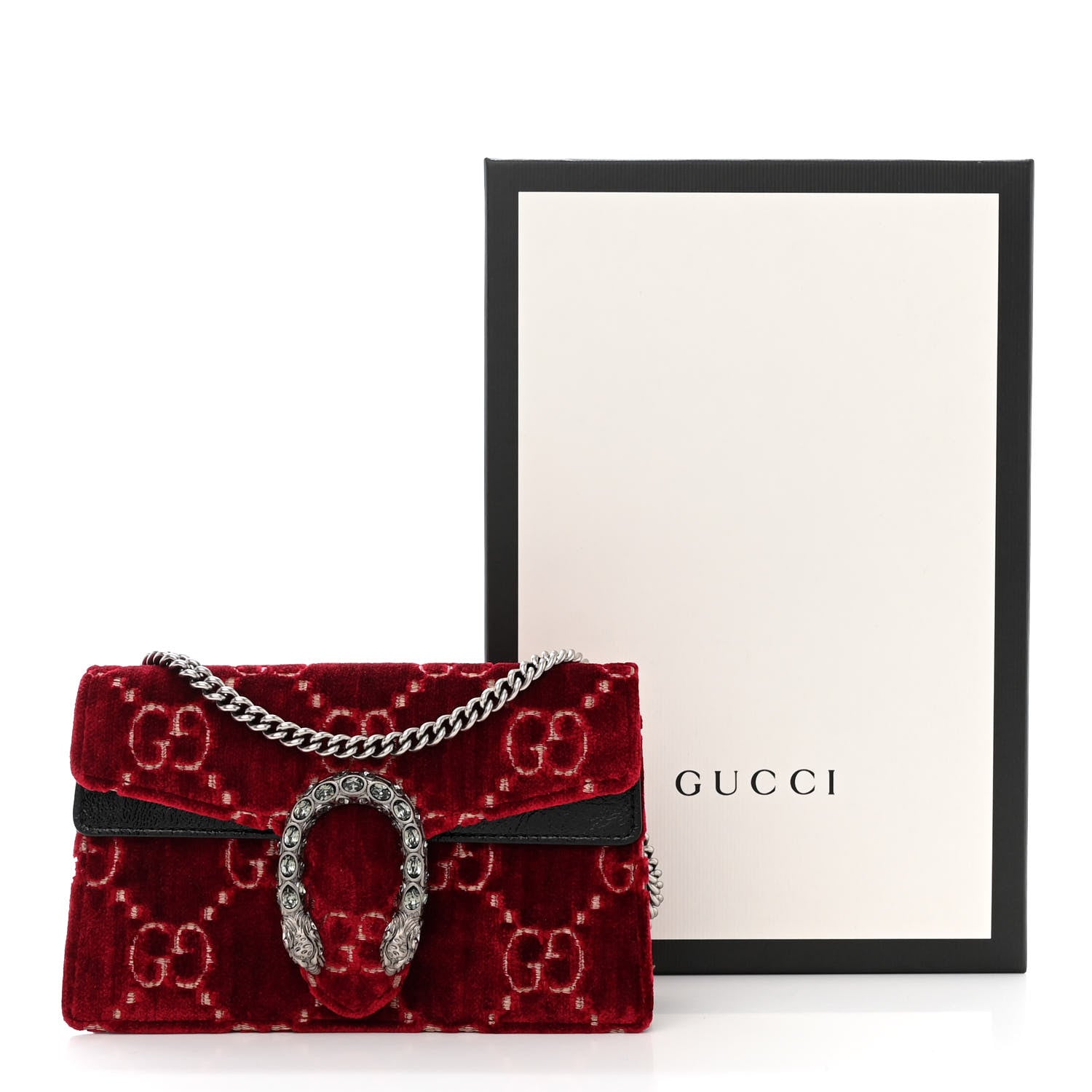 Gucci Velvet GG Monogram Super Mini Dionysus Shoulder Bag Red Cipria Black 10 of 12