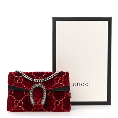 Gucci Velvet GG Monogram Super Mini Dionysus Shoulder Bag Red Cipria Black 10 of 10