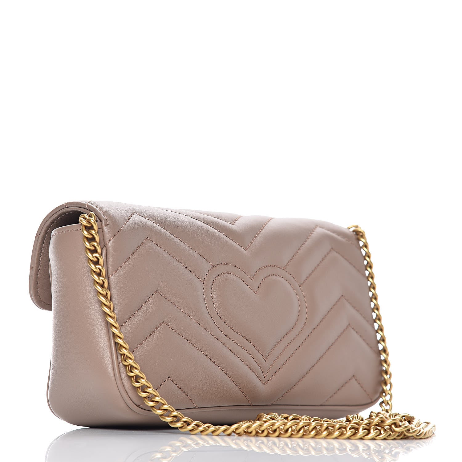 Gucci Calfskin Matelasse Super Mini GG Marmont Shoulder Bag Porcelain Rose 3 of 10
