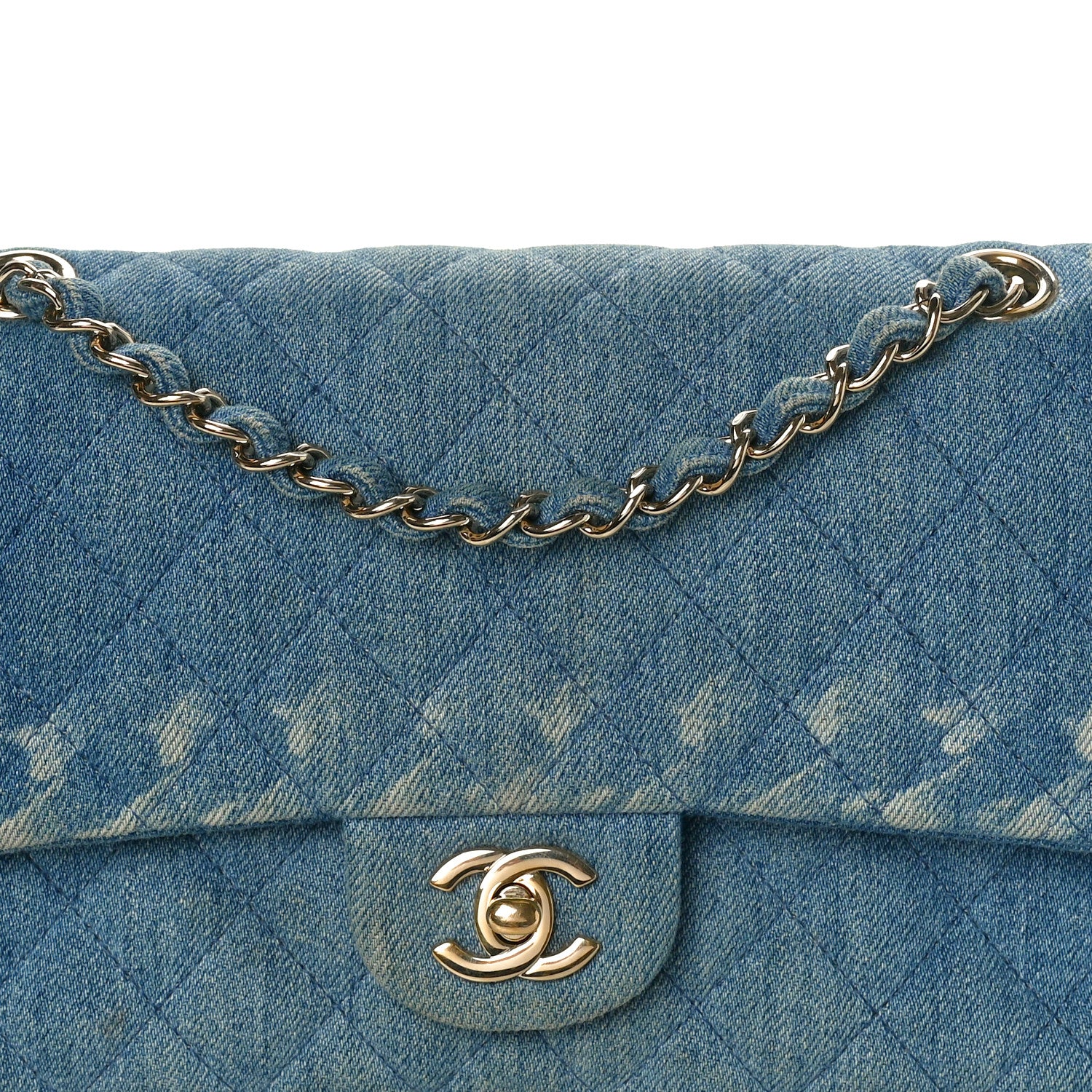 Chanel Denim Quilted Medium Double Flap Blue 8 of 10