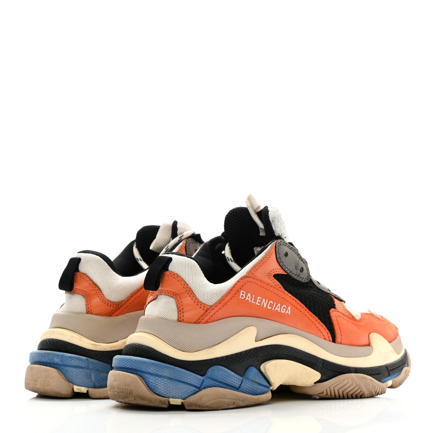 Mesh Nubuck Womens Triple S Sneakers 37 Orange Gris Black