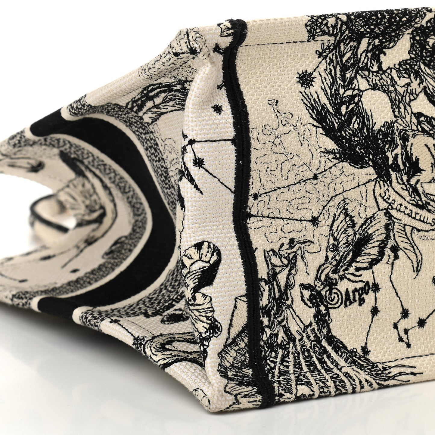 Canvas Zodiac Toile De Jouy Embroidered Medium Book Tote Latte