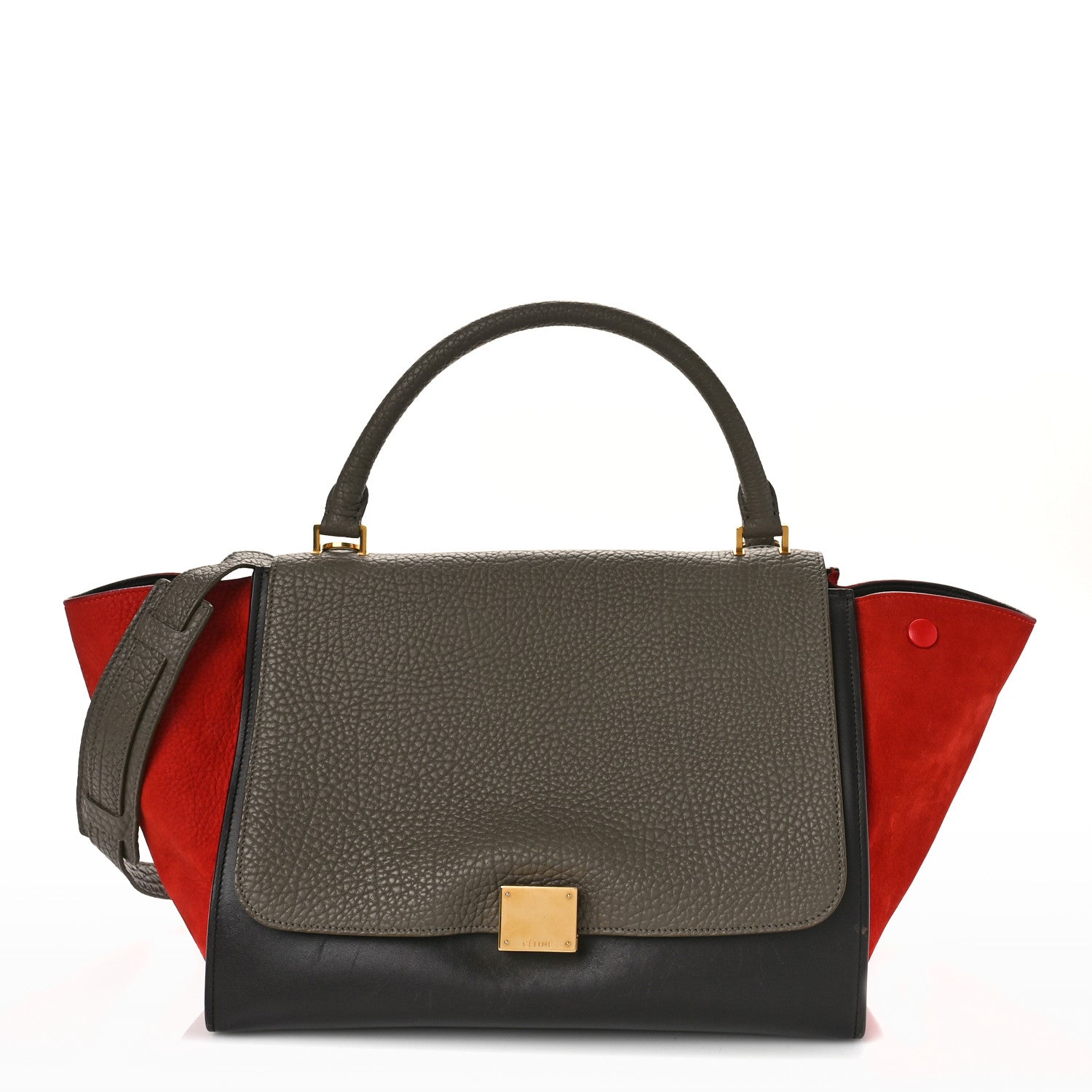 Celine Bullhide Calfskin Nubuck Medium Tri-Color Trapeze Taupe 1 of 10