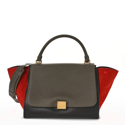 Celine Bullhide Calfskin Nubuck Medium Tri-Color Trapeze Taupe 1 of 10