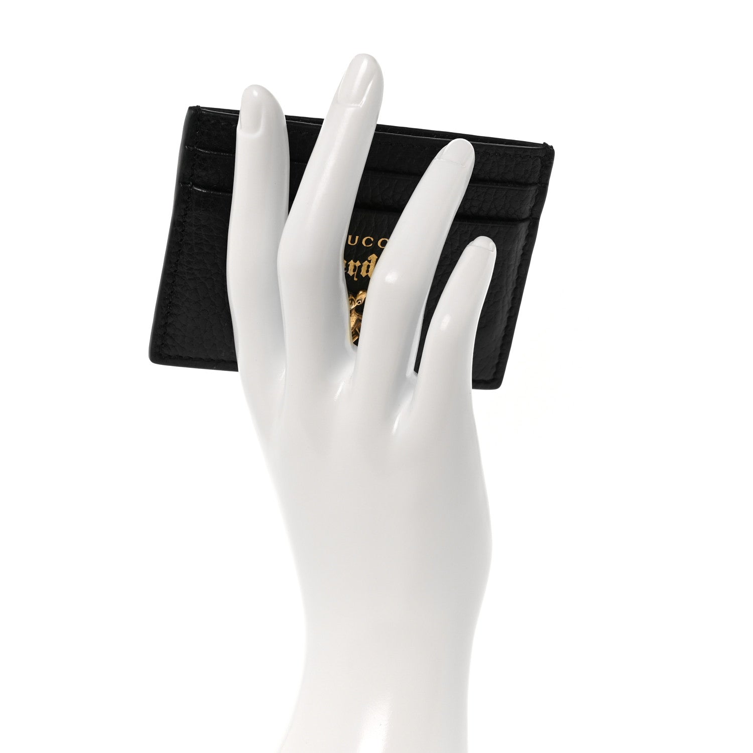 Gucci Calfskin Garden Bat Card Holder Black 2 of 9