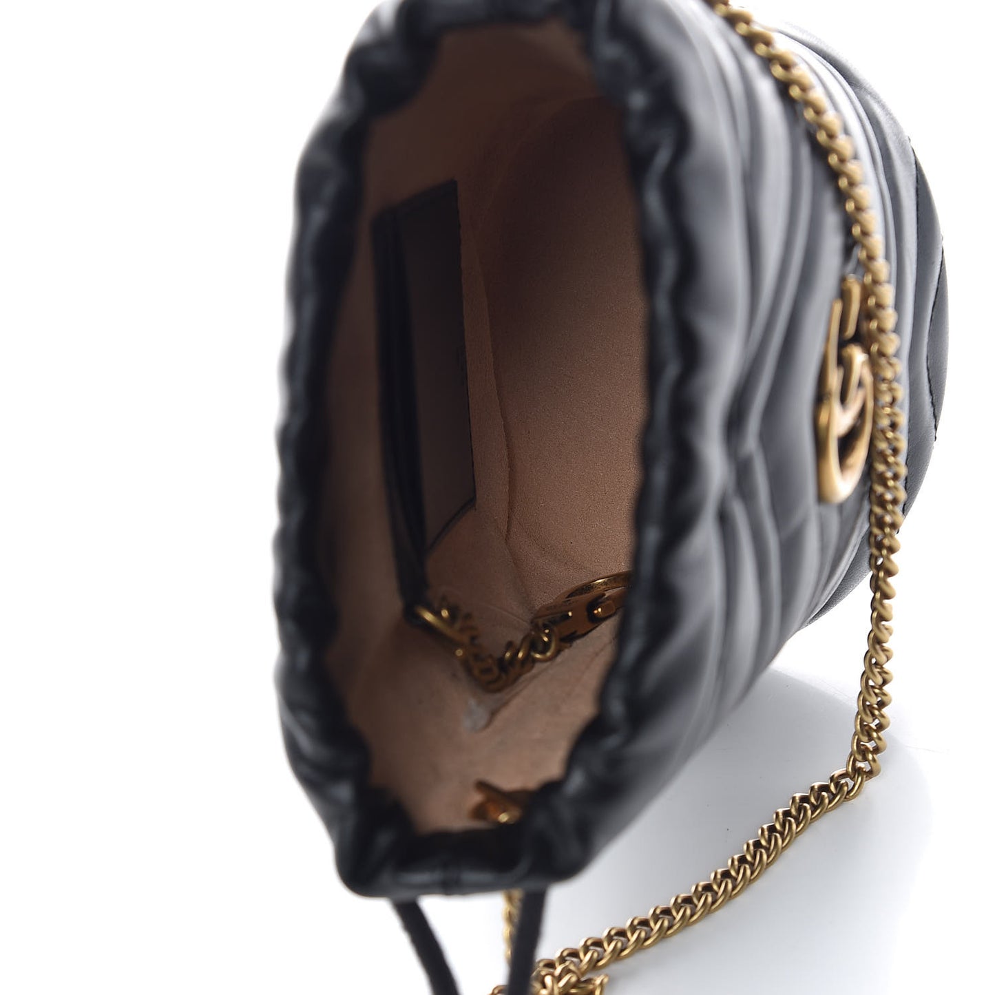 Calfskin Matelasse Mini GG Marmont 2.0 Bucket Bag Black
