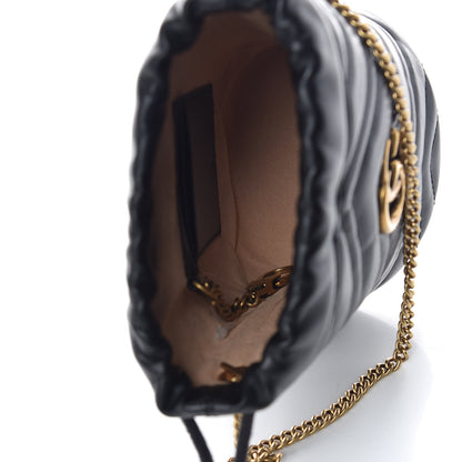 Gucci Calfskin Matelasse Mini GG Marmont 2.0 Bucket Bag Black 7 of 8