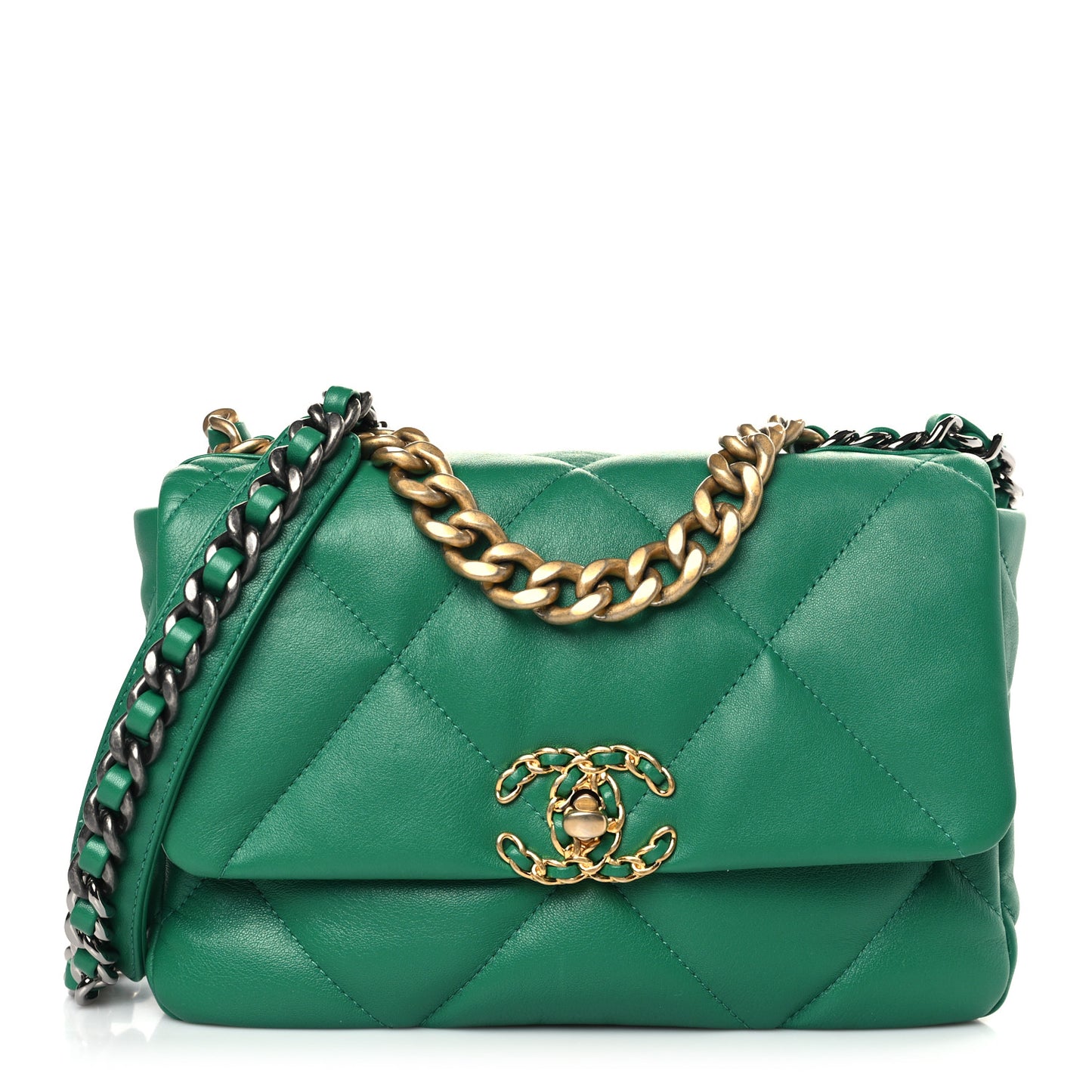 Lambskin Quilted Medium Chanel 19 Flap Green