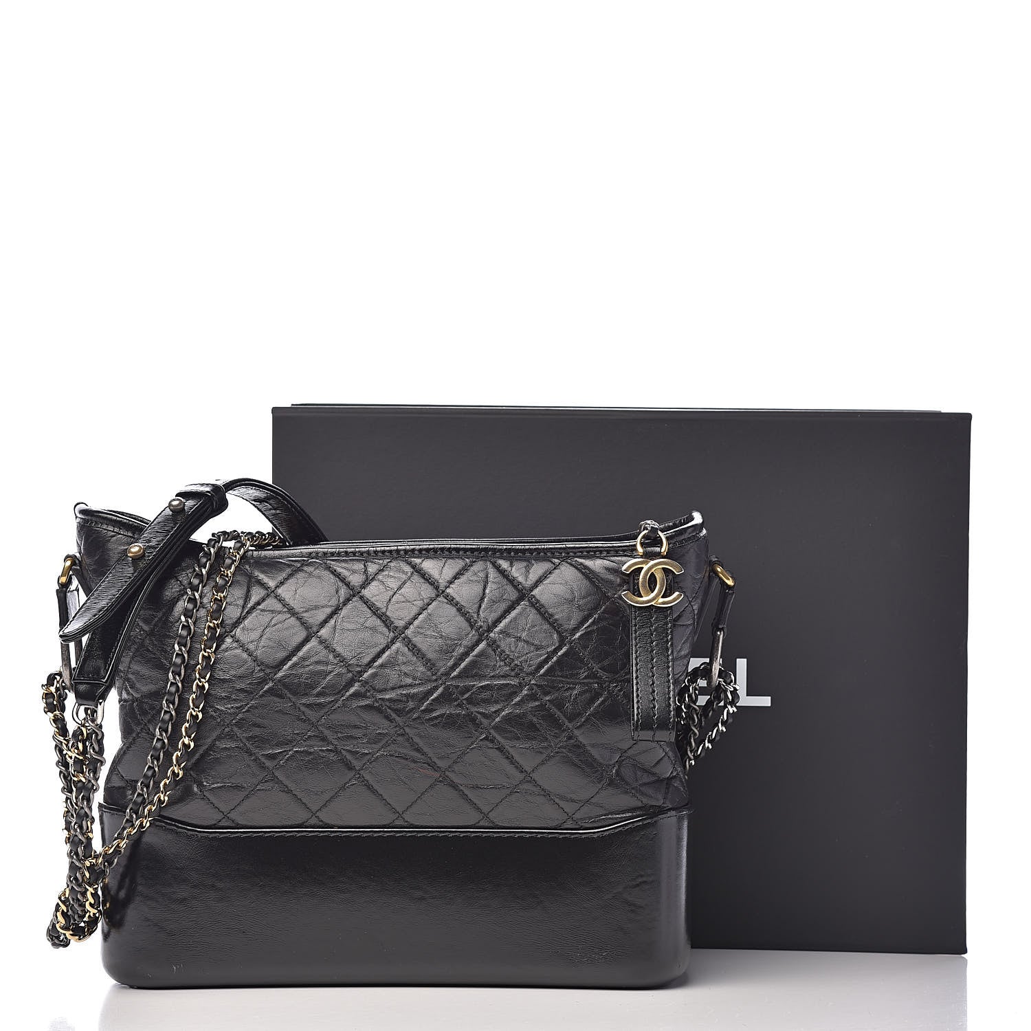 Chanel Aged Calfskin Quilted Medium Gabrielle Hobo Black 12 of 12