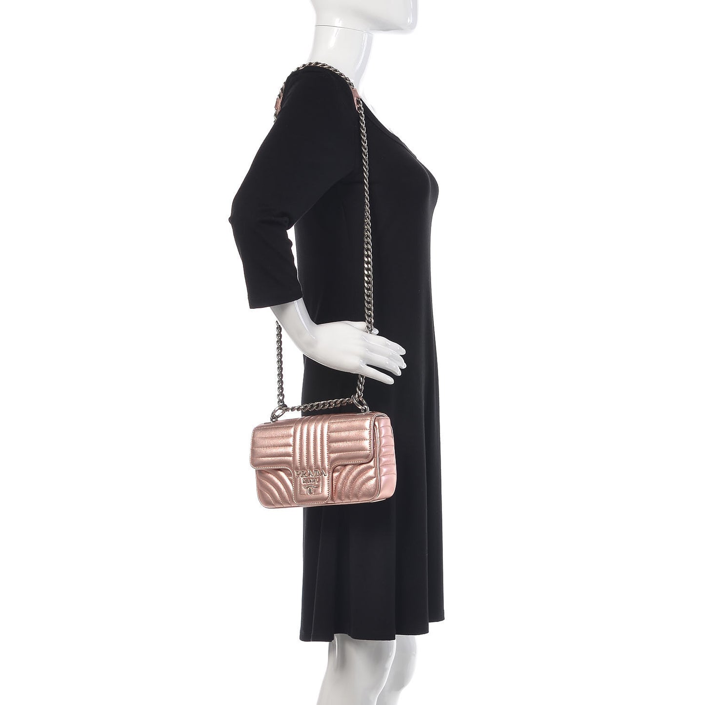 Nappa Impunture Diagramme Small Chain Flap Shoulder Bag Rosa Mordore