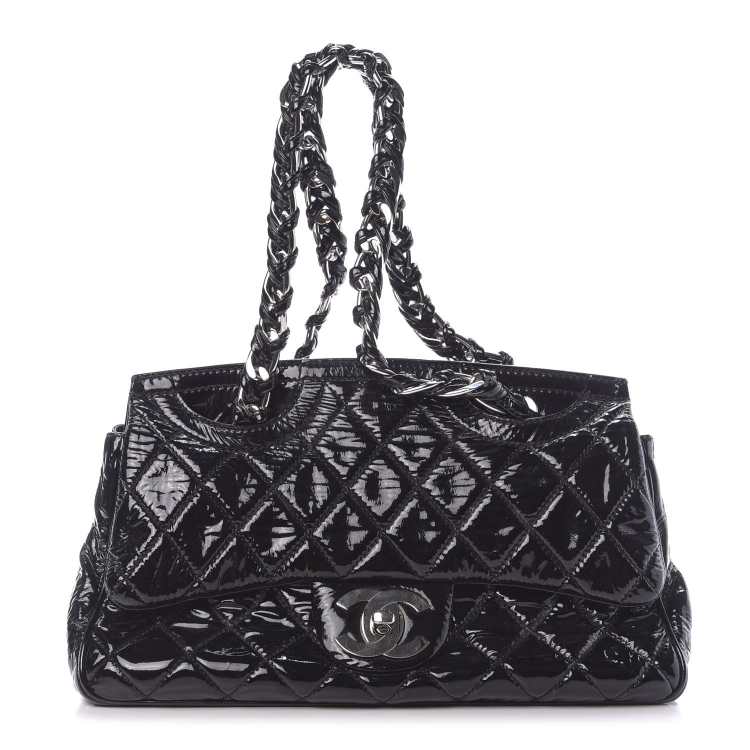 Chanel Patent Quilted Day Glo Flap Bag Black 1 of 13