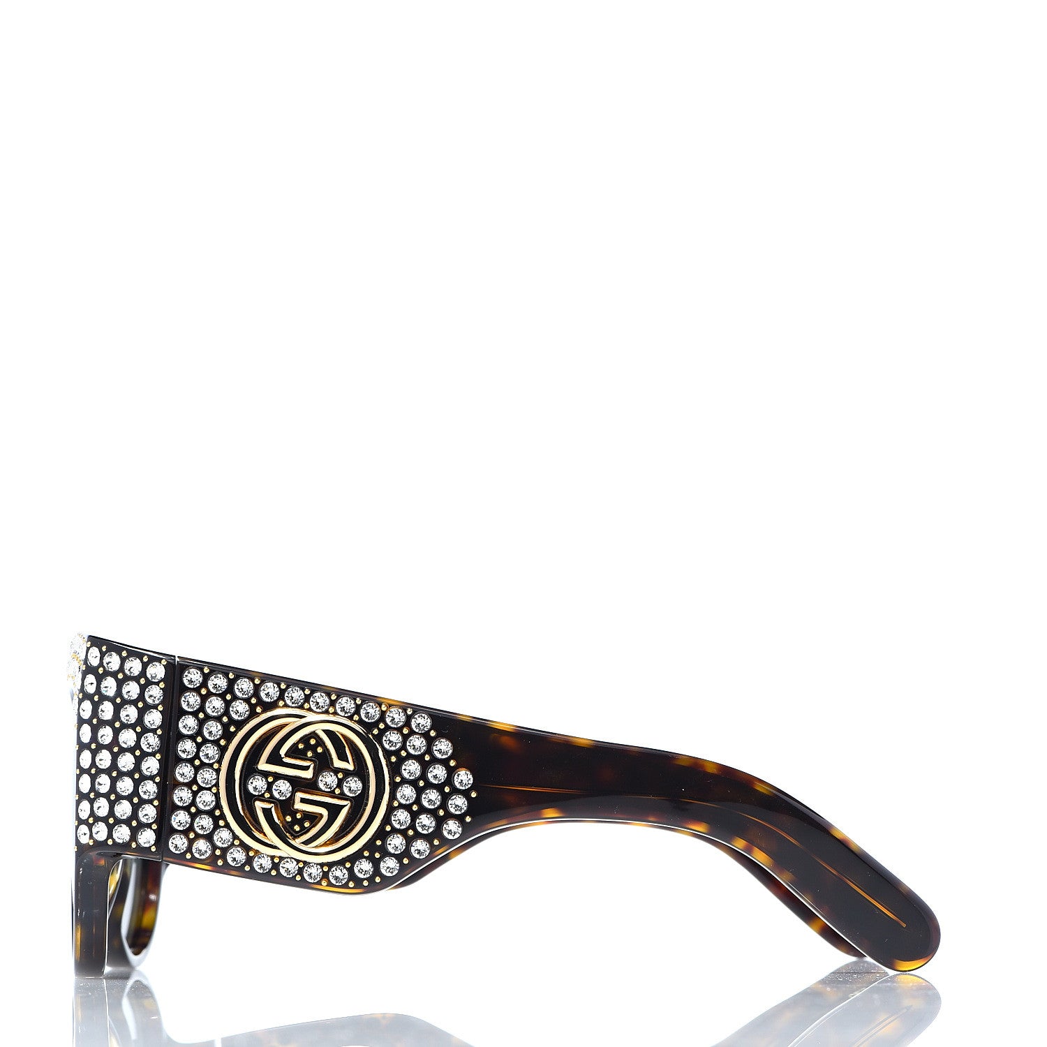 Gucci Acetate Crystal Oversize Hollywood Forever Sunglasses GG0144S Tortoiseshell 3 of 8