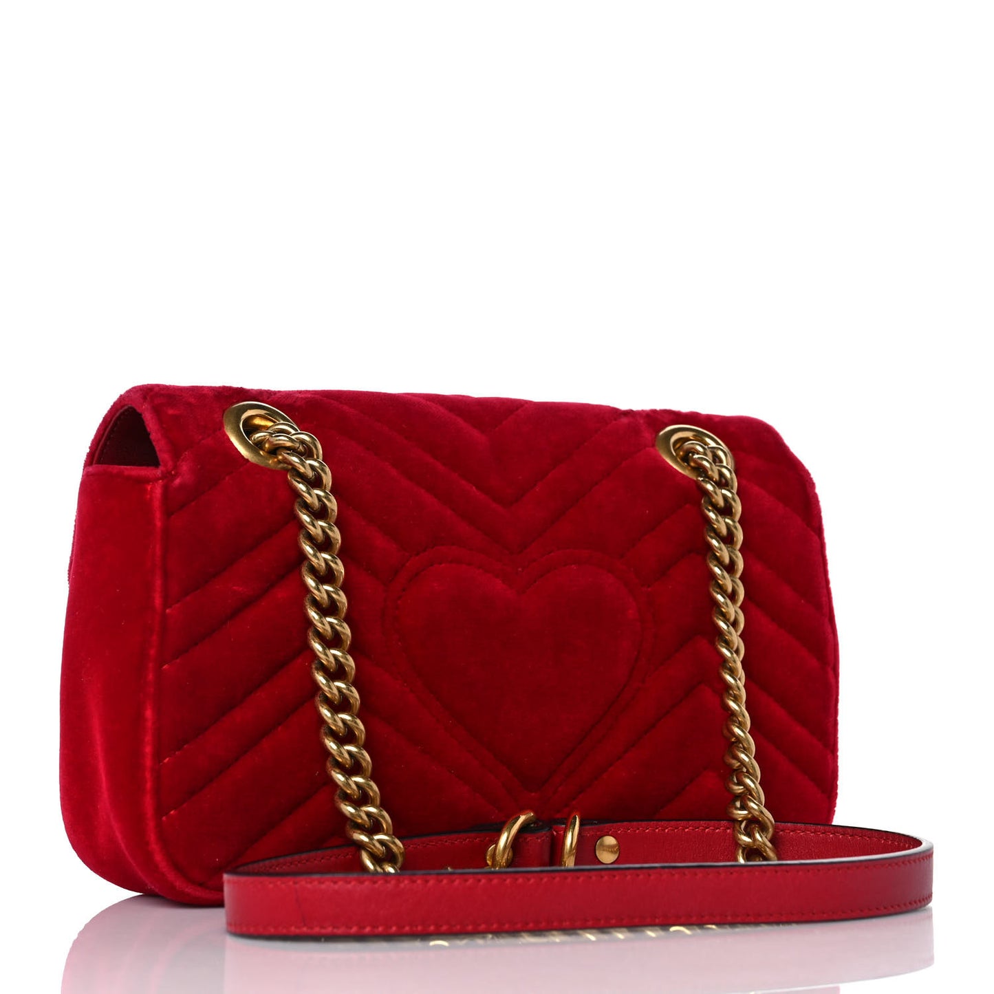 Velvet Matelasse Mini GG Marmont Shoulder Bag Hibiscus Red