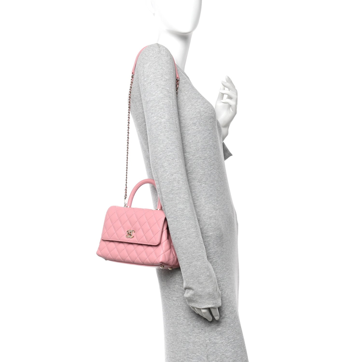 Chanel Caviar Quilted Mini Coco Handle Flap Pink 2 of 10