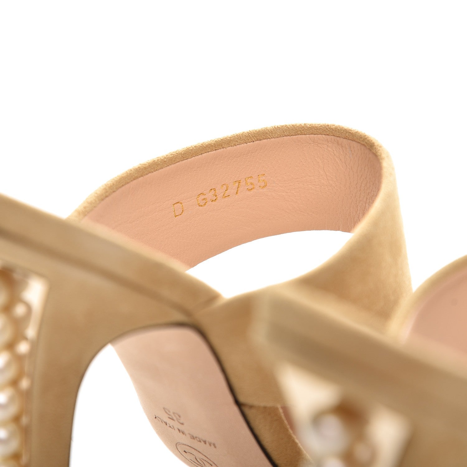 Chanel Suede Pearl Heel Sandals 35 Beige 8 of 9