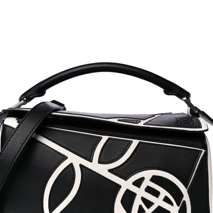 Loewe Calfskin Small Roses Puzzle Bag Black White 9 of 10