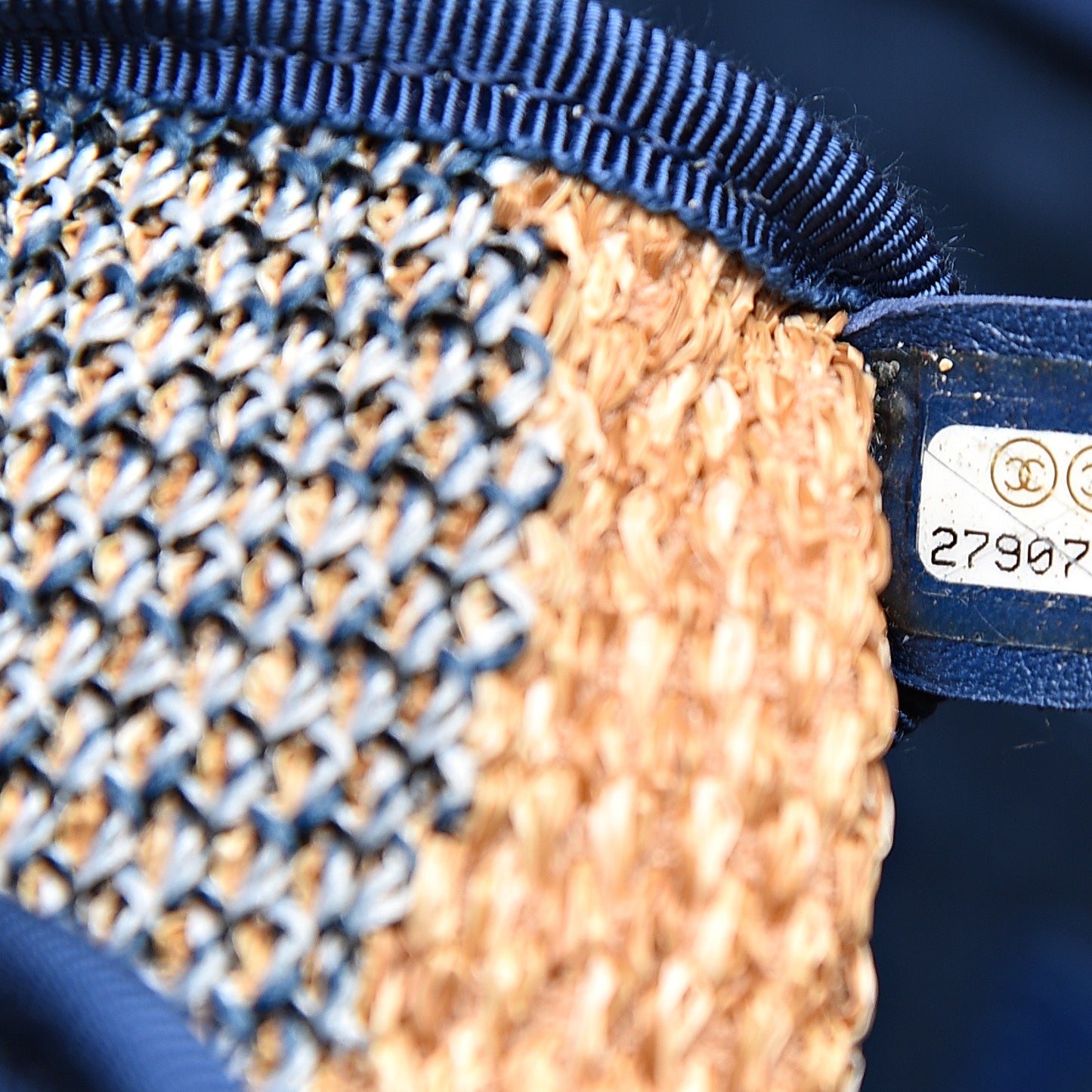 Mixed Fibers Large Shopping Bag Blue Beige