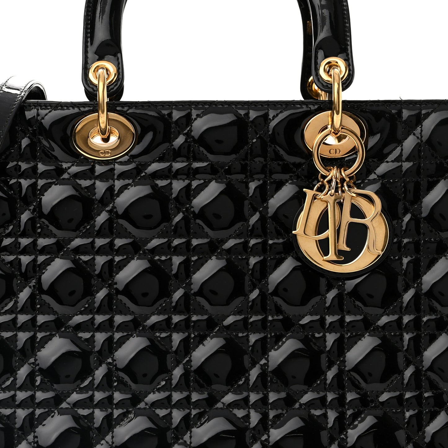 Patent Cannage Large Lady Dior Black