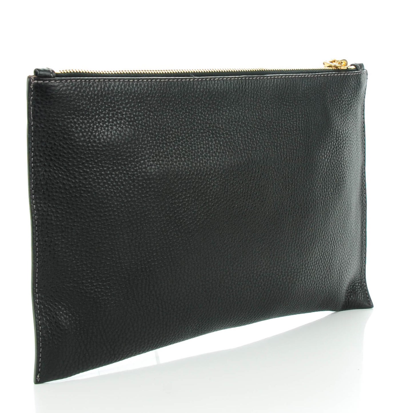 Vitello Daino Leather Clutch Nero Black