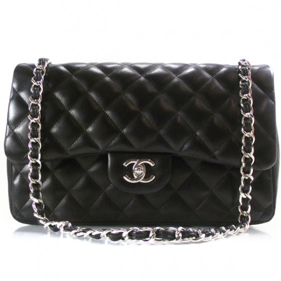 Lambskin Jumbo Double Flap Black