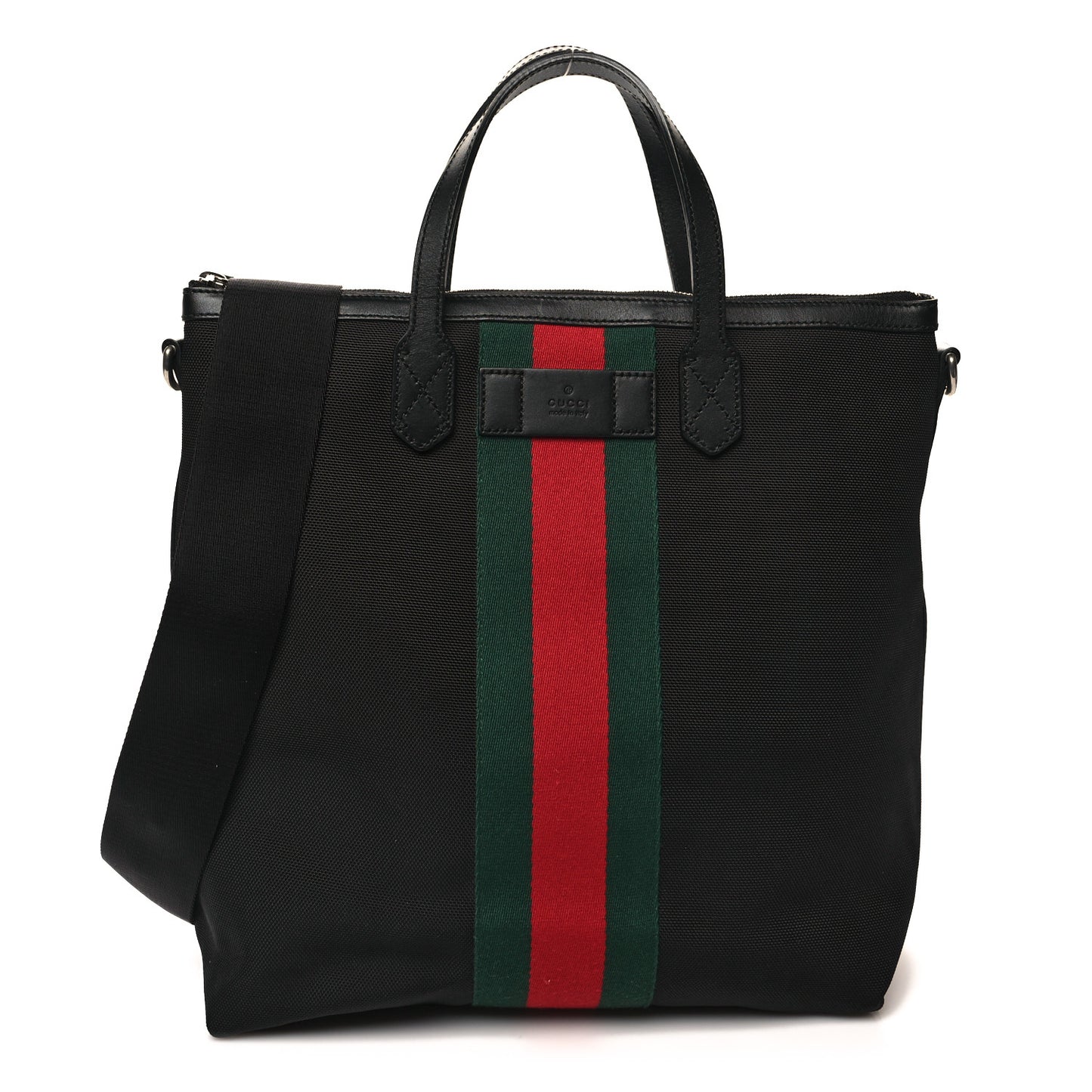 Techno Canvas Web Vertical Tote Black