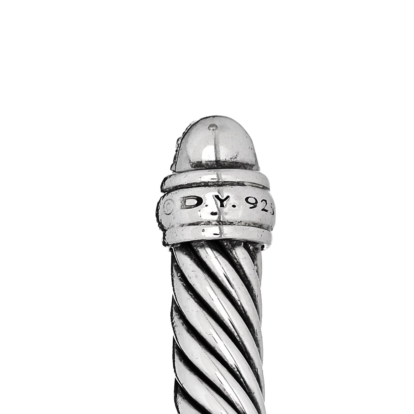Sterling Silver Pave Diamond 5mm Cable Classics Bracelet