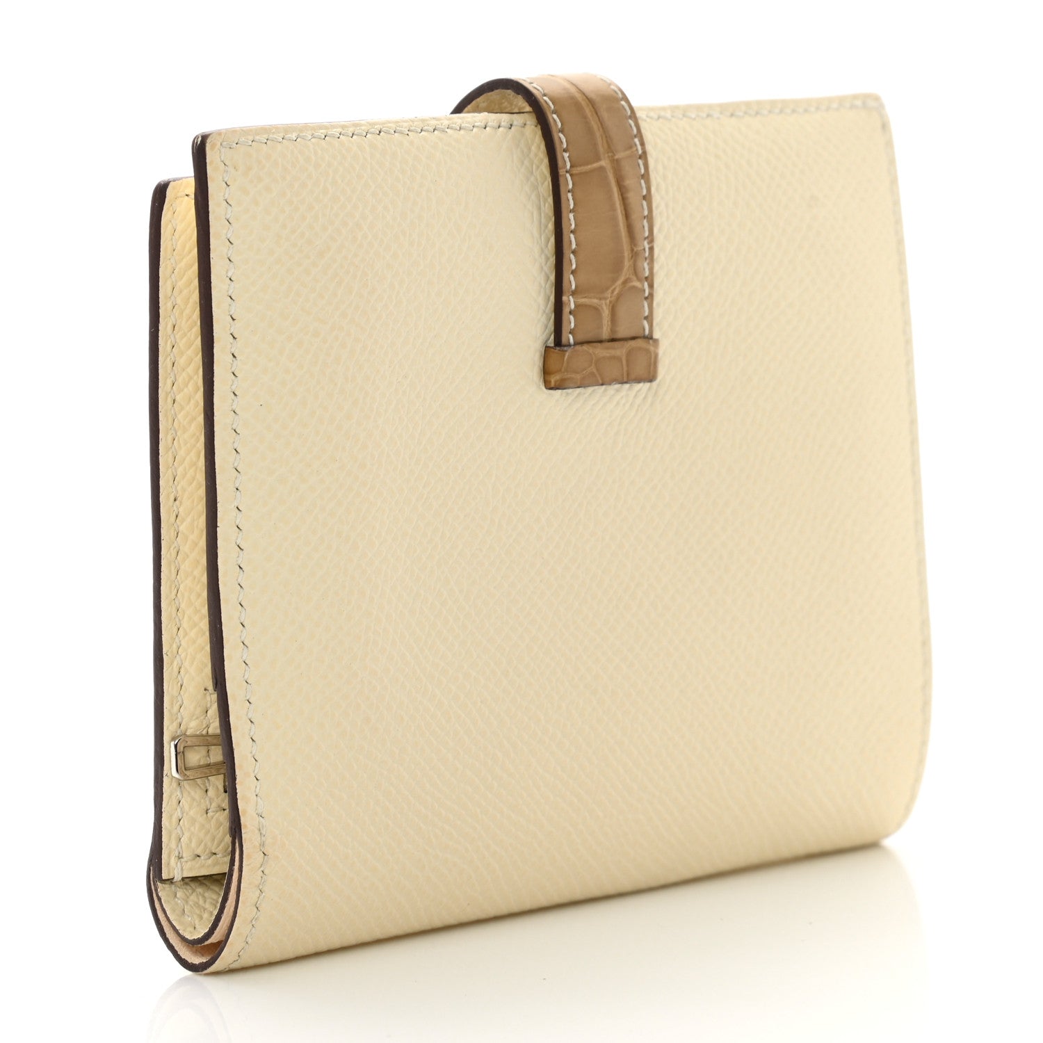 Hermes Epsom Shiny Alligator Bearn Touch Compact Wallet Nata Sable 4 of 11