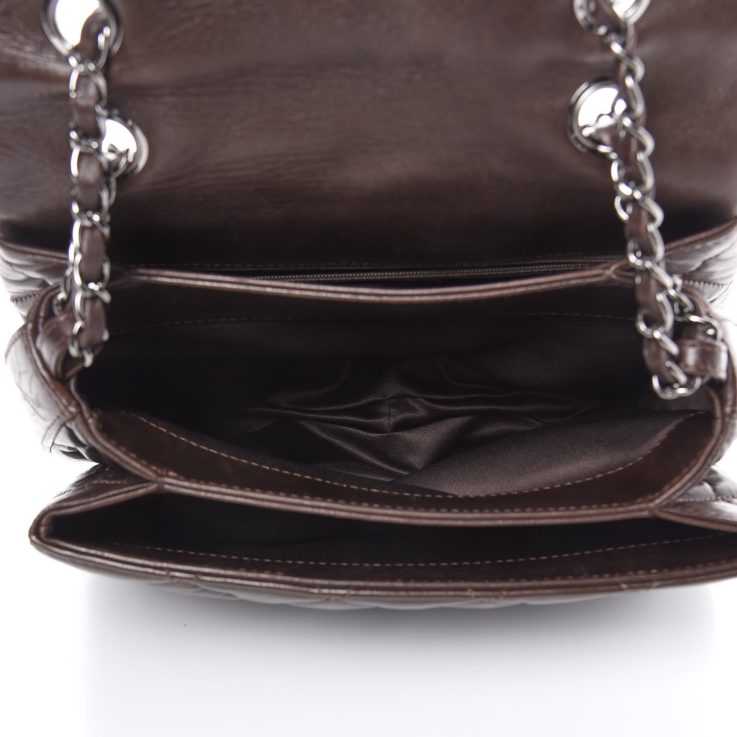 Chanel Lambskin Quilted Large 3 Flap Dark Brown 5 of 20