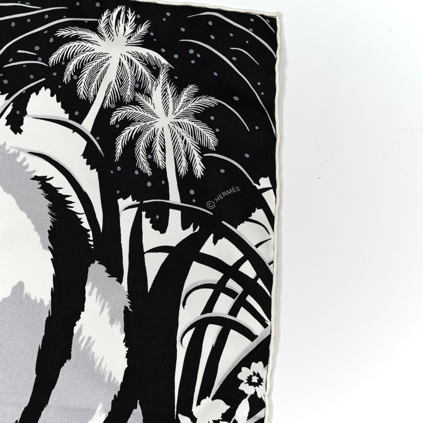 Silk Tyger Tyger Scarf 90 Noir Blanc Gris