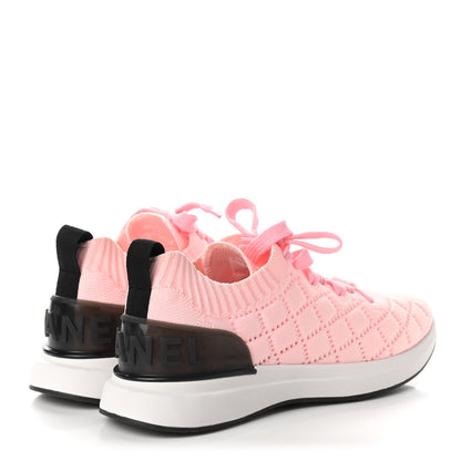 Chanel Mixed Fibers Quilted Womens CC Sneakers 38 Light Pink 4 of 8