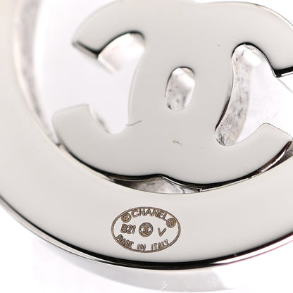 Chanel Crystal CC Round Earrings Silver 4 of 5