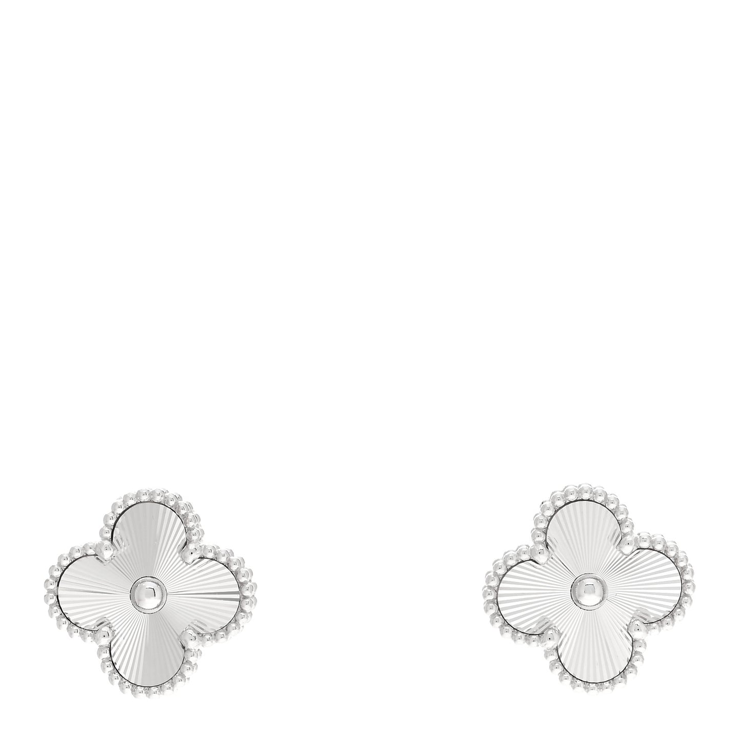 18K White Gold Guilloche Vintage Alhambra Earrings